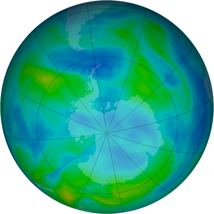 Antarctic ozone map for 17 May 2000